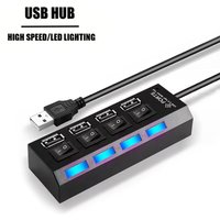 High Speed 4 Port USB 2.0 Extension Hub Adapter Multi USB Splitter Multiple Extender With LED Lamp Switch For Laptop Accessories