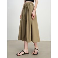 ZIQIAO 2025 Summer High-Waisted Lounge Skirt - Flowy A-Line Silhouette & Adjustable Tie-Waist Casual Skirts 25ZQ92334