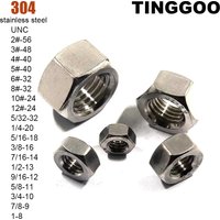 1/50Pcs UNC 2#-56 3#-48 4#-40 5#-40 6#-32 8#-32 10#-24 12#-24 to 1-8 304 Stainless Steel US Coarse UK Thread Hex Hexagon Nut