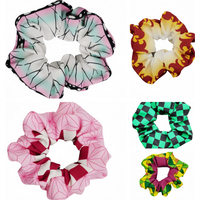 Hot Anime Demon Slayer Cosplay Scrunchies Tanjirou Shinobu Giyu Kyojuro Large Hair Tie Inspired Hair Women Birthday Gifts