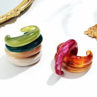 Boho Acrylic Colorful Marbled Geometric Open Bangle Bracelets for Women Simple Resin Chunky Cuff Bracelet 2025 Design Jewelry