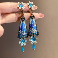 Resin flower pendant earrings