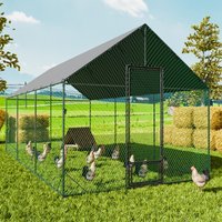 Heavy Duty Upgrade Outdoor Chicken Coop Large Metal Chicken Run Walkin Poultry Habitat Chicken Poultry Cage w/ Waterproof Cover