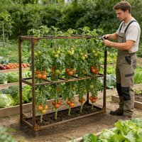 Outdoor Garden Wooden Tomato Cranberry Support Trellis with 5 Slots Support Frame Cranberry Plant Support Cage