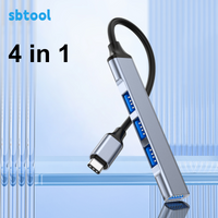 USB 3.0 extender for laptops Type-C adapter dock, vehicle multi-interface hub splitter with four ports