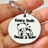 1pc Cute Panda Bear Keychain Every Dudu Needs a Bubu Valentine's Gift for Girlfriend Boyfriend lover Birthday Anniversary Charm