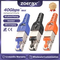 ZoeRax 10-Pack RJ45 Cat8 Cat7 Cat6a Connectors, Tool-Free Zinc Alloy Shielded Ethernet Termination Plugs for 23AWG SFTP Cables