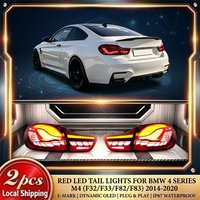2 Stück ROTE LED-Rückleuchten für BMW 4er M4 F32 F33 F82 F83 2014-2020 E-Mark-Zulassung Rücklicht Dynamischer OLED-Sequenzieller Bernsteinfarbener Blinker DRL Brems- und Rückfahrlicht Plug-and-Play