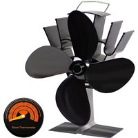 4-flügeliger, wärmebetriebener Ofenventilator, Holzbrenner, umweltfreundlich, leiser Kaminventilator, Winter, warmes Zuhause, effiziente Wärmeverteilung