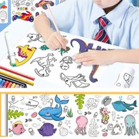 Hot Kids Drawing Toys Sticky Coloring Roll Paper DIY Graffiti Scroll Color Filling Paper Painting Educational Toys for Girl Gift