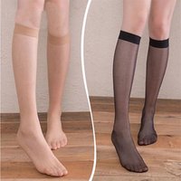Ultra-Thin High-Tube Silk Stockings Women's Transparent Half-Calf Anti-Catch Thread Long Socks Summer Shape-Legging Nylon