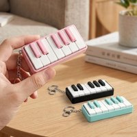 3D Printed Piano Stress Clicker Keychain Mechanical Touch Novelty Fidget Piano Charm Keyring Click Sound Effect Plastic