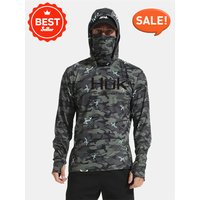 Huk Custom Men's UPF 50+ Sun Protection Hoodie Shirts Long Sleeve Lightweight SPF Outdoor UV Hiking Fishing Shirts