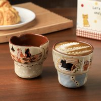 New Creative Handmade Ceramic Cup Makeup Cup Cute Cat High Beauty Retro Coffee Cup Premium Water Cup