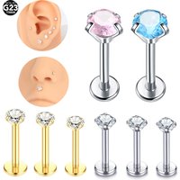 1/5PCS Titanium Piercing Tragus Stud Crystal Zircon Labret Small Ear Stud Helix Cartilage Lobe Earring Piercings Women Jewelry