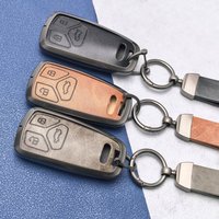3 Buttons Zinc Alloy Leather Car Key Case Cover Shell for Audi Q5 Q7 TT A4 B9 A5 A6 8S 8W 4M S4 S5 S7 TTS TFSI RS Accessories