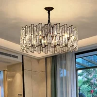 Nordic Luxury High-end LED Ceiling Chandeliers Lamp Crystal Black Pendant Light Home Decoration Dinning Living Room Villa Lustre