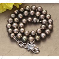 Z14520 A+ Rare Colors 19" 12mm Brown Black Round Freshwater Pearl Necklace