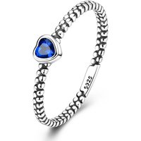 Original 925 Sterling Silver Sparkling Vintage Dewdrop Blue Heart Ring For Women Girls Jewelry Birthday Anniversary Gifts