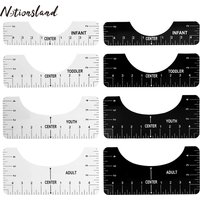 4 Stück T-Shirt Lineal Guide Shirt Alignment Tool T-Shirt Alignment Lineal mit Kleidungsgrößentabelle für Erwachsene, Jugendliche, Kleinkinder, Kleinkinder