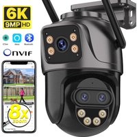 Kamera IP 6K 9MP HD WiFi Zewnętrzna Kamera z 8-krotnym Zoomem, Trzy Obiektywy, Podwójny Ekran, Kamera Bezpieczeństwa Domowego PTZ, Monitoring Wideo 6MP, ICSee