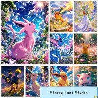Pokemon Cartoon Diamond Painting Art Cute Pikachu Eevee Charizard Cross Stitch Pattern Mosaic Home Decor Gift