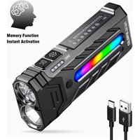 Latarka EDC A200, płaska, światło RGB, 3250 lumenów, z trybami taktycznymi i magnesem, przenośna latarka USB-C, IP64, do użytku na kempingu.