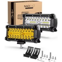 NAOEVO 7 inch LED Light Bar 240W 24000LM 4x4 Offroad Spot Flood Combo Fog LED White Yellow Work Lights for Truck Boat UTV ATV