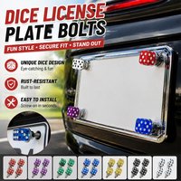 4Pcs Dice Shaped Motorcycle License Plate Frame Bolts Screws Auto License Plate Screws Car Truck Fastener Cap Bolts