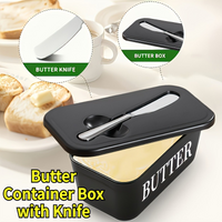 Butter Container Box with Knife Kitchen Restaurant Sealed Storage Box Cheese Box With Lid Butter Slicer Butter Dish Tableware