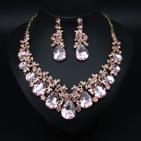 Fashionable and elegant multi-purpose gemstone necklace and earrings set for a bride's wedding dress party outfit