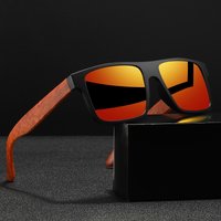 AliExpress NONE Classic Square Sports Polarized Sunglasses - Wood Grain Spring Hinge, Comfort Fit for Cycling, Fishing, Beach & Casual