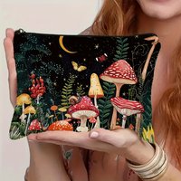 1pc Moonlit Mushroom Forest Storage Bag,Tote Bag, Perfect for Daily, Travel, Makeup Storage, A Whimsical Gift for Nature Lovers.