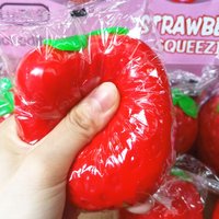 Novelty Stress Relief Simulation Strawberry Squishy Toy. Slow Rise Dough Ball Antistress Toy. Soft Bouncy Decompression Gift.