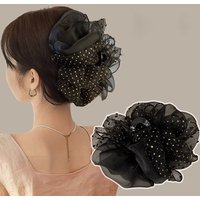 NEW Summer Sweet Mesh Tulle Big Bow Hair Claw Clips For Women Solid Colours Elegant Bowknot Ponytail Clip Headdress Accessories
