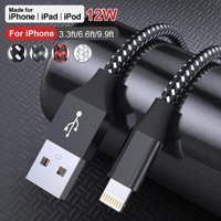 LAIHONEN Nylon Braided Lightning Cable, 3.3/6.6/10FT, 4 Colors Optional, Fast Charging Data Cord for iPhone 14 13 12 11 XS XR X