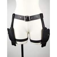 Drop Leg Holster Belt Set PU Leather Black Tactical Gun Holster Tomb Raider Cosplay Halloween Costume Outfit Accessories Women