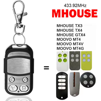 Mhouse GTX4 TX3 TX4 MOOVO MT4 MT4V MT4G Garage Door Remote Control Rolling Code 433.92 MHz 4 channel Transmitter