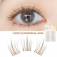 Coffee Color Individual Lashes Long Natural Transparent Stem Clusters Lashes Soft Invisible Band False Eyelashes
