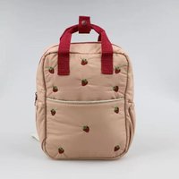 2026 New Strawberry Embroidered Kids Backpack Lightweight Nylon School Bag for Girls | Cute Toddler Backpack with Zipper Pocket