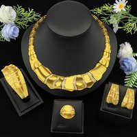 Falair Light Luxury Fashion Women's Jewelry Set Gold Plated Cubic Zirconia Ring Necklace Earrings Bracelet Perfect for Party