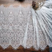 3Y/lot Eyelash Lace Fabric 30cm Width Decorative High Quality Soft Off White Black Nylon Eyelash Lace Trim Wedding Dress Fabric