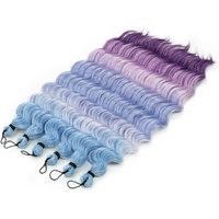 6Pcs 18 Inch Deep Wave Afro Curl Synthetic Crochet Hair Synthetic Braid Hair Ombre Rainbow color Braiding Hair Extensions
