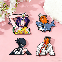 4Pcs Anime Chainsaw Man Cosplay Brooch Badge Hybrid Monster Hayakawa Makima Reze Pochita Badge Shark Lapel Pins Friends Gift