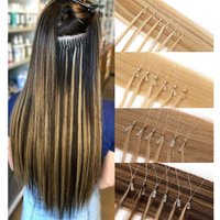 100% Human Hair Micro Loop Extensions Straight Weft Individual Strands For Natural Looking Hair Extensions