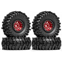 4PCS 1.9" Metal Beadlock Wheels w/ 120mm Rubber Tires for 1/10 RC Crawler TRX4 SCX10 II/III D90 RC4WD MST