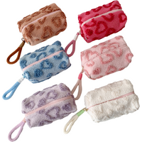 Cute plush heart shaped pencil case, large-capacity portable zipper stationery desktop storage bag, A beautiful gift for her