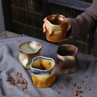 Vintage Irregular Ceramic Mug Japanese Style Coarse Porcelain Coffee Cup Tea Set Teacup Living Room Drinking Mug Birthday Gift