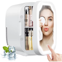 6L Skincare Fridge Mini Beauty Fridge with Dimmable LED Mirror Makeup Refrigerator for Skincare Cosmetics Bedroom Office Trav