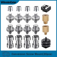 20pcs 1/4" Male to 1/4" Femal Male Threaded Metal Adapter 3/8 Inch Screw Adapter Hot Shoe Mount for Tripod Stand Camer